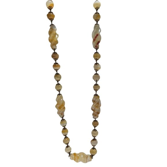 Vintage Agate Beaded Statement Necklace Retro Classic Fashion Jewelry Women - Picture 2 of 6